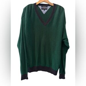 Vtg Tommy Hilfiger Golf Mens XL  Knit V-Neck Dad Sweater Hunter Green 90s